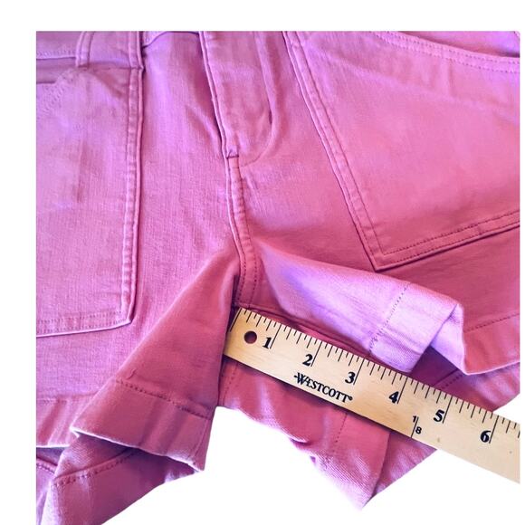 NEW Cosmic Blue Love Mid Rise Denim SHORT Womens 27/4 Pink Camelia Rose 5 Pocket - Picture 6 of 7